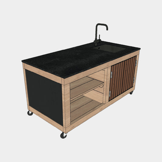 Cuisine d'extérieur LULU LA Nantaise - Les Tontons Grilleurs - Modèle XS avec Evier