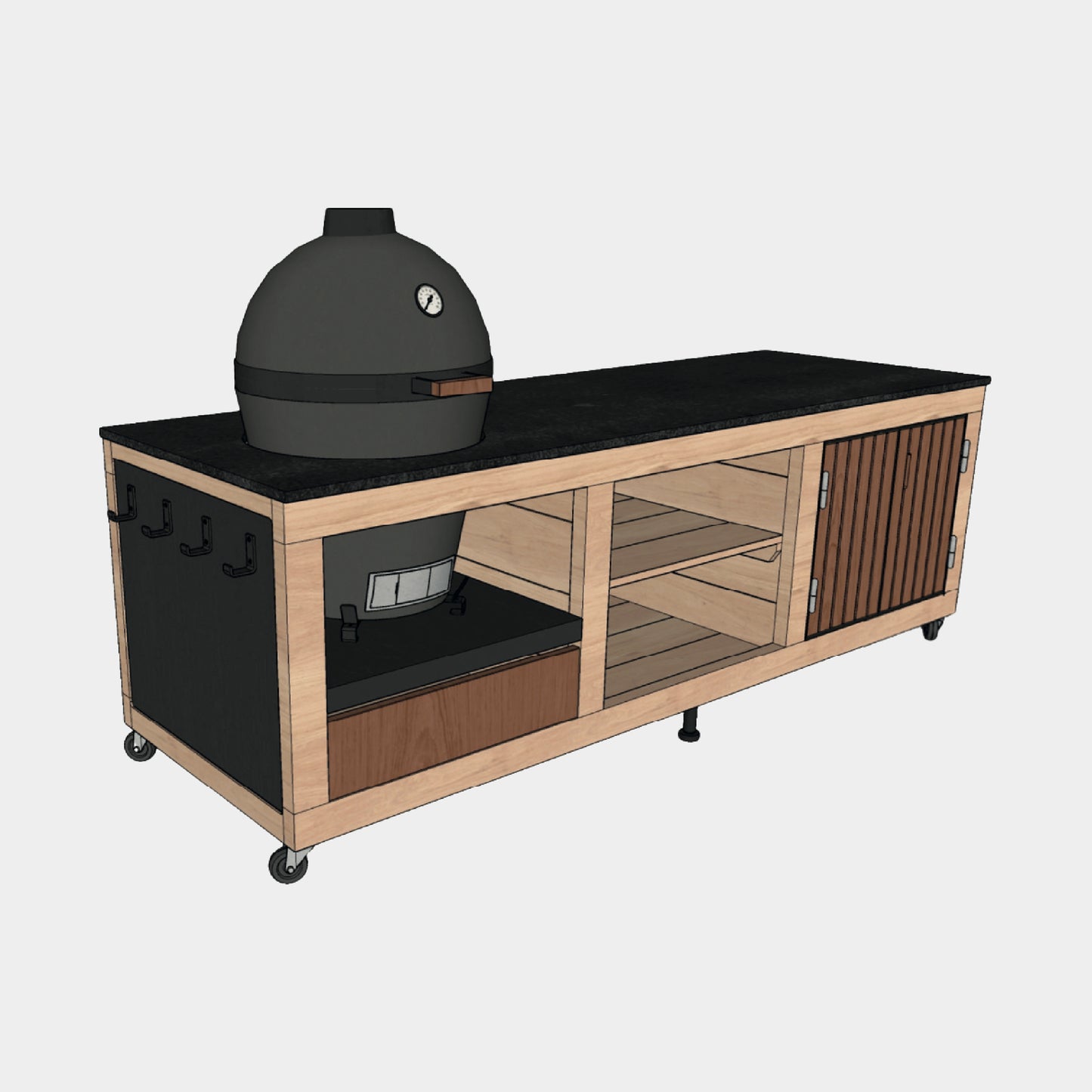 Cuisine d'extérieur LULU LA Nantaise - Les Tontons Grilleurs - Avec Encastrement sur mesure pour Barbecue à Charbon