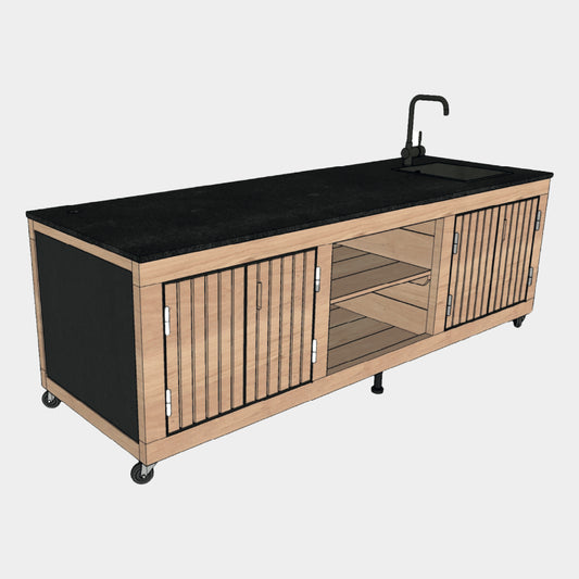 Cuisine d'extérieur LULU LA Nantaise - Les Tontons Grilleurs - Avec Perçage de tuyau de Gaz pour Plancha et Evier