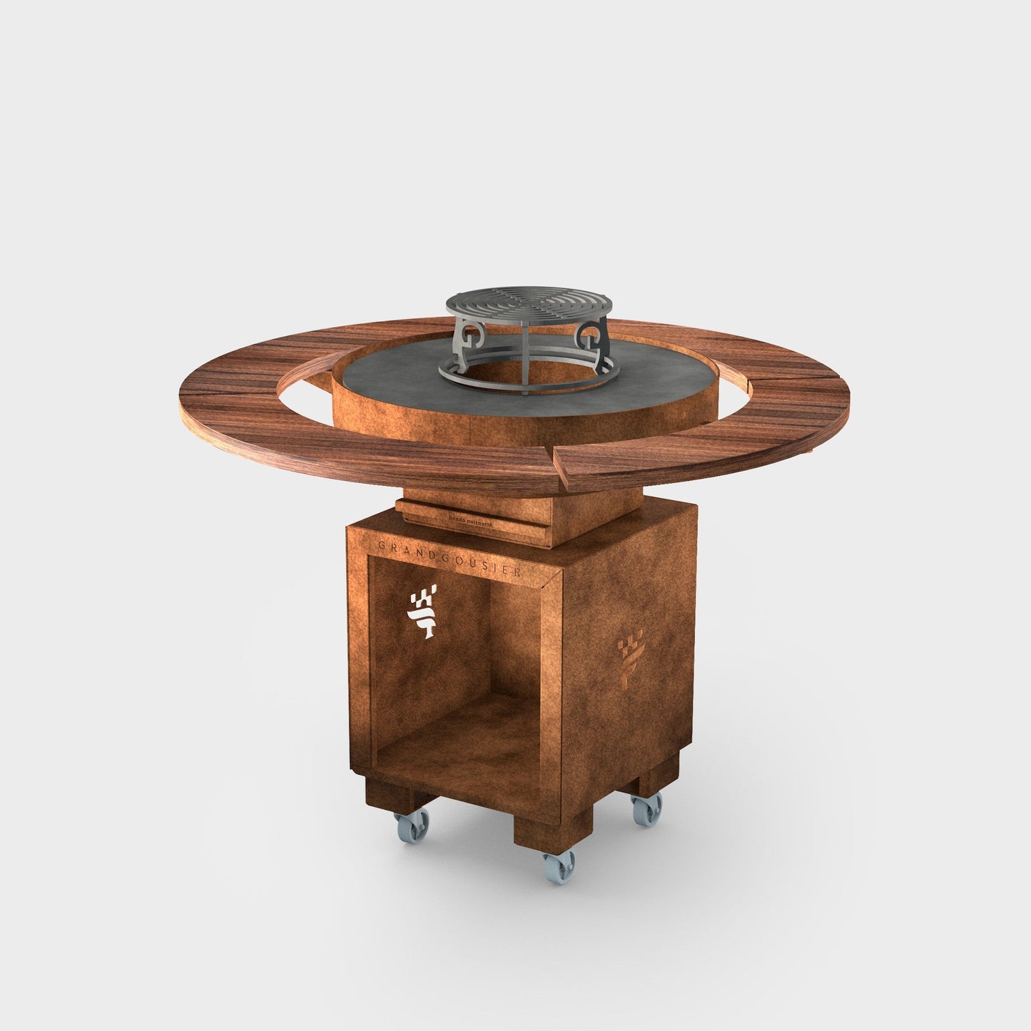 Brasero Barbecue Plancha rond de 75cm de diamètre avec Couronne Bois