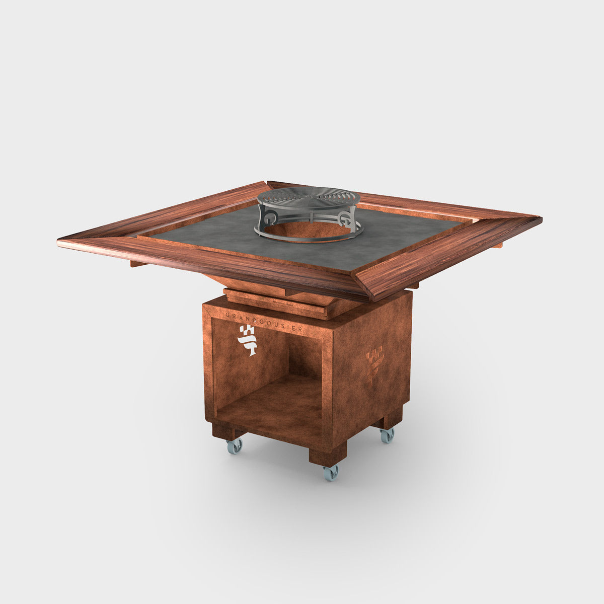 Brasero Barbecue Plancha carré 100cm x 100cm avec Couronne Bois