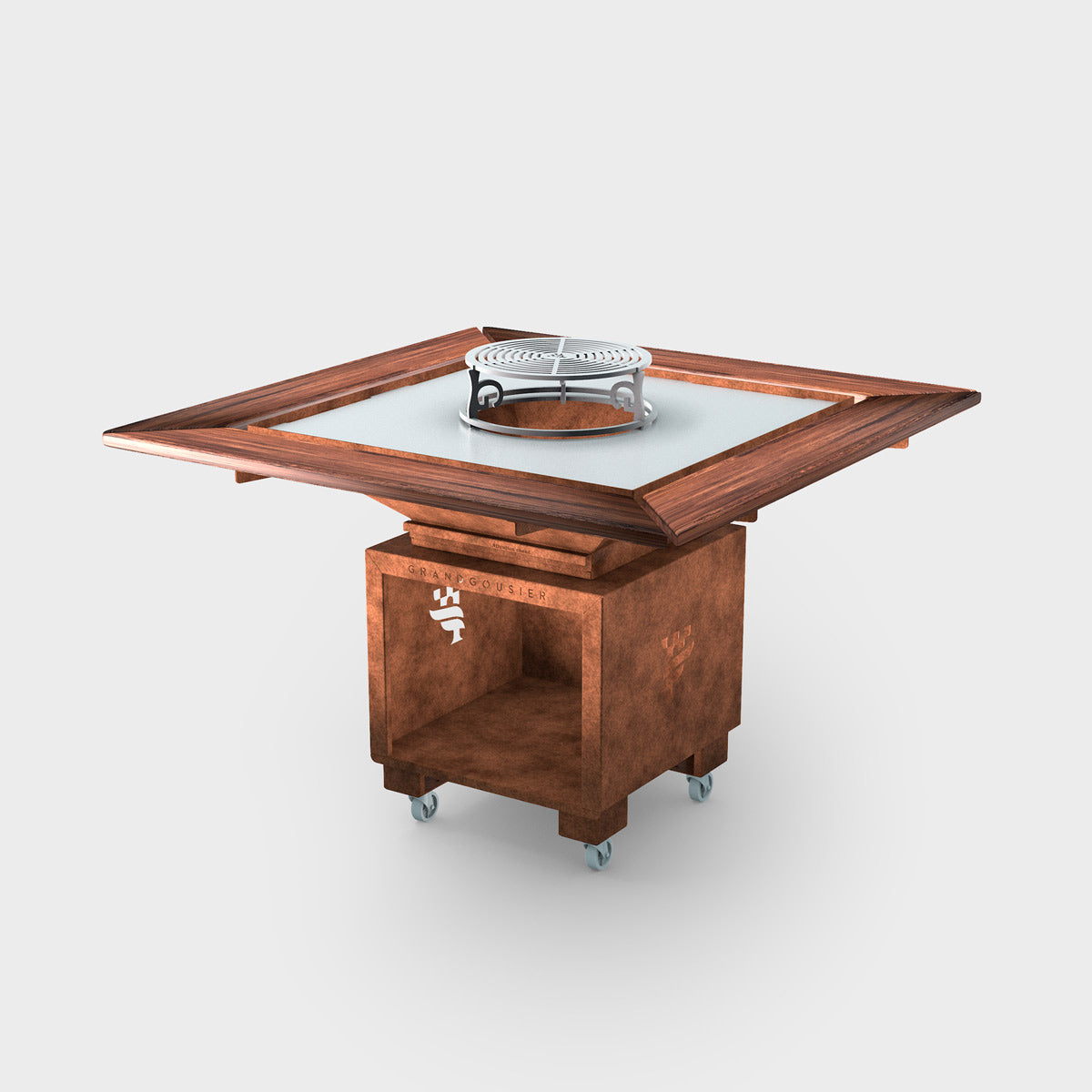 Brasero Barbecue Plancha carré 100cm x 100cm avec Couronne Bois