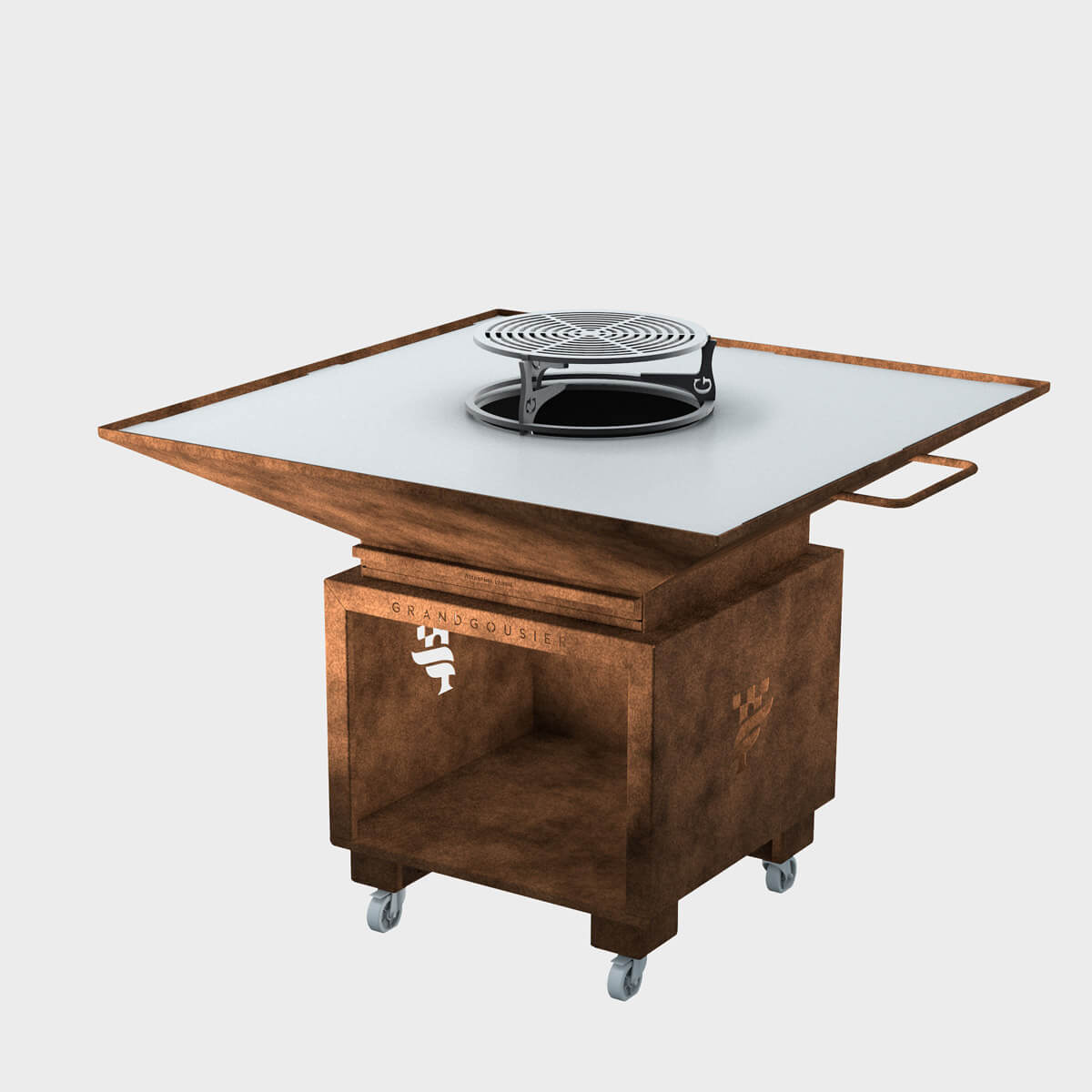 Brasero Barbecue Plancha carré de dimensions 125cm x 125cm
