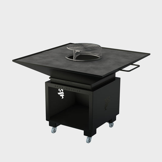 Brasero Barbecue Plancha carré de dimensions 125cm x 125cm