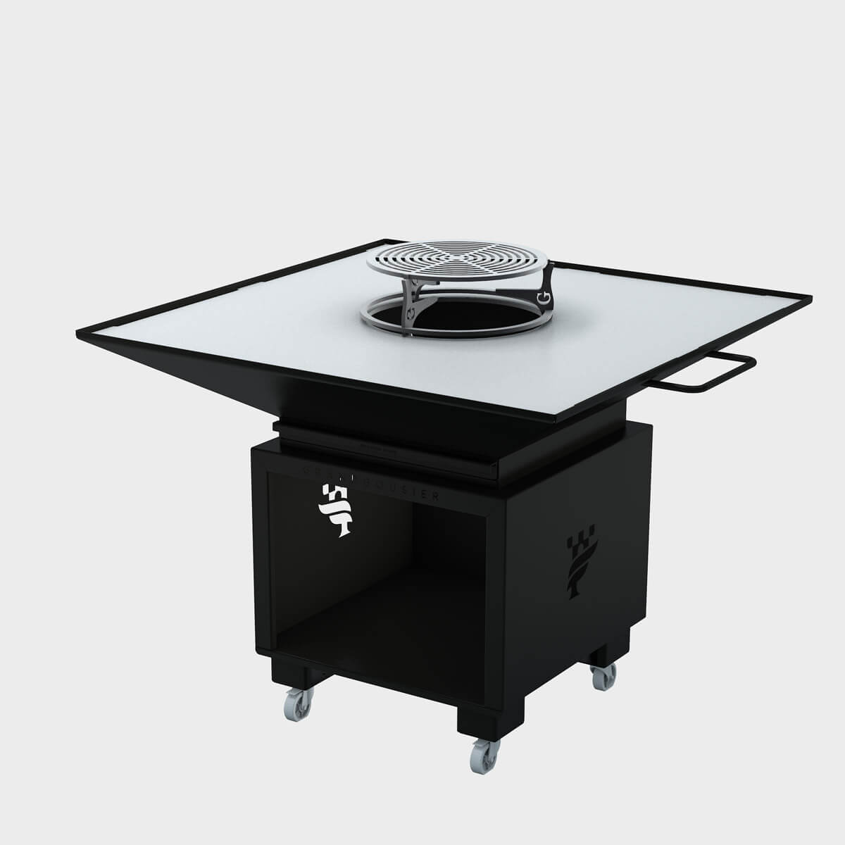 Brasero Barbecue Plancha carré de dimensions 125cm x 125cm